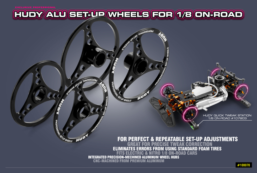 New HUDY Alu Set-Up Wheel for 1/8 On-Road