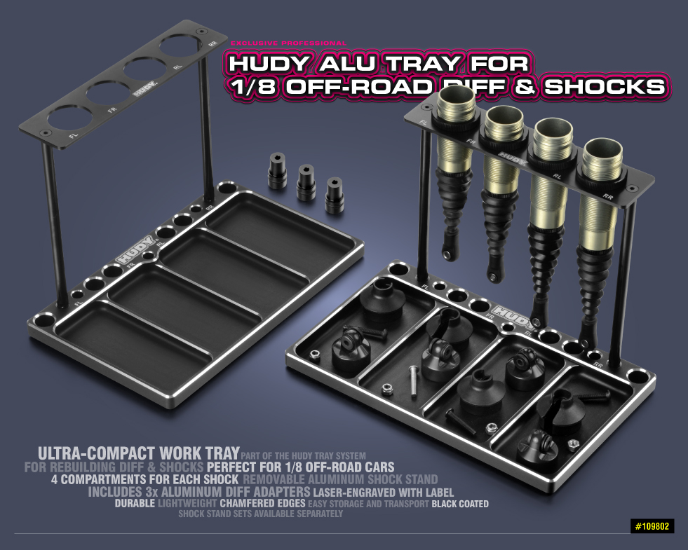 New HUDY Alu Tray for 1/8 Off-Road Diff & Shocks